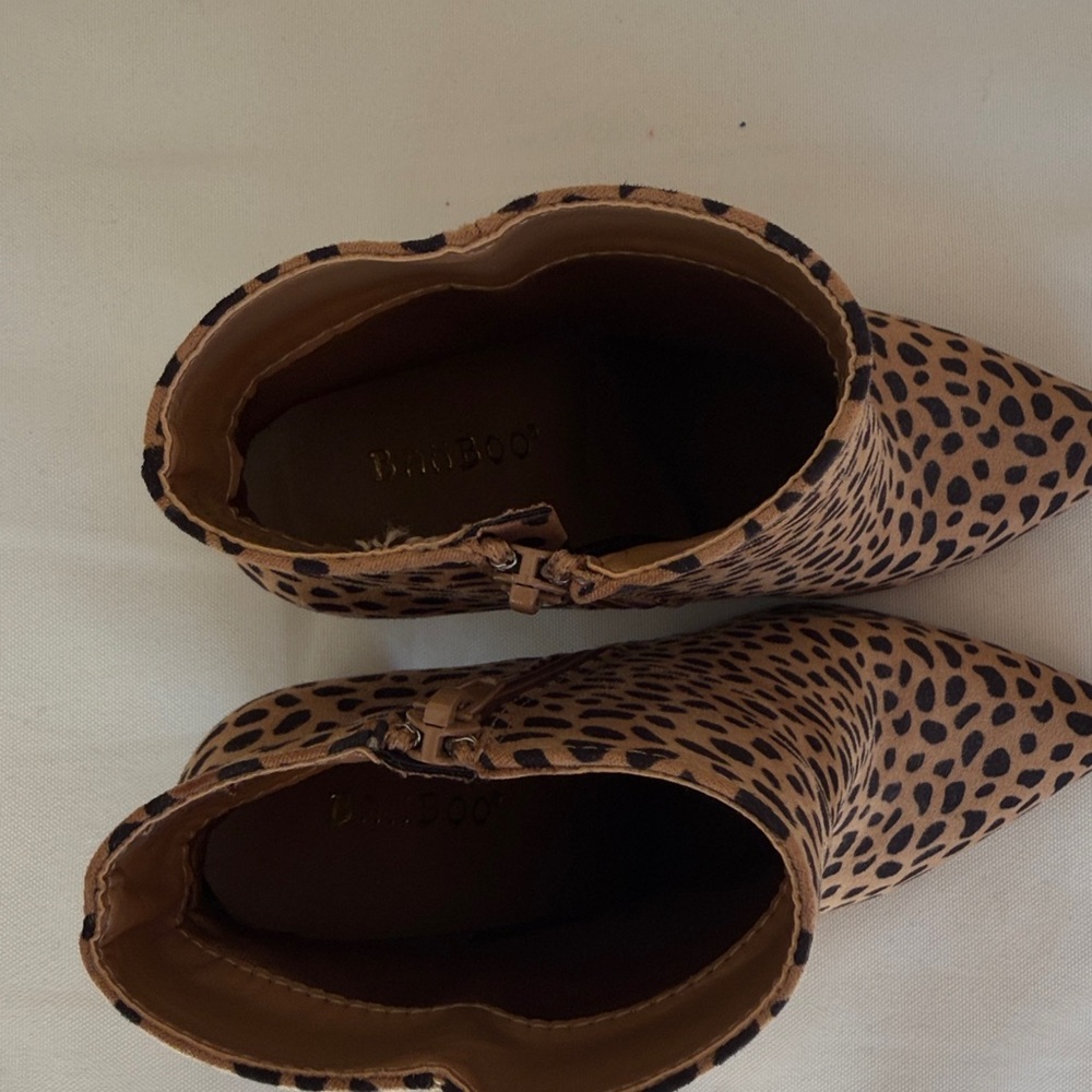 Bamboo Leopard Print Ankle Boots Size 7 - Picture 7 of 7